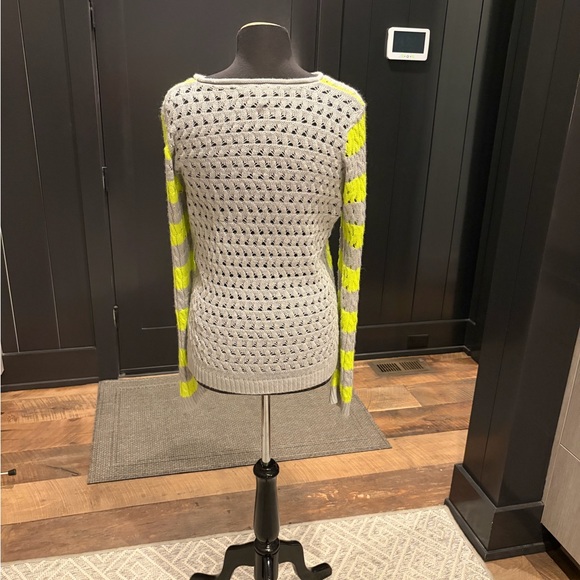 Vintage Allen B Neon Stripe Open Knit Sweater – Y2K Era – Made in USA – Size L - Picture 2 of 5